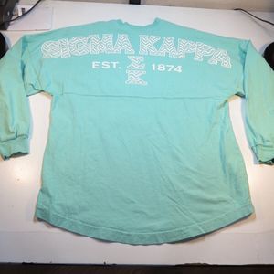 SPIRIT JERSEY SIGMA KAPPA SK SORORITY COLLEGE TEE T SHIRT Sz Adult S Green